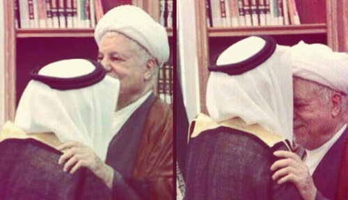 Figure 1.  Ayatollah Hashemi Rafsanjani (R) exchanges greetings with the new Saudi Arabian ambassador to Iran, Abdulrahman Bin Groman Shahri in Tehran, April 22, 2014. (photo by Twitter/ISNA)    Read more: http://www.al-monitor.com/pulse/originals/2014/04/rafsanjani-saudi-ambassador-kiss-controversy.html#ixzz32ktJuoKR 